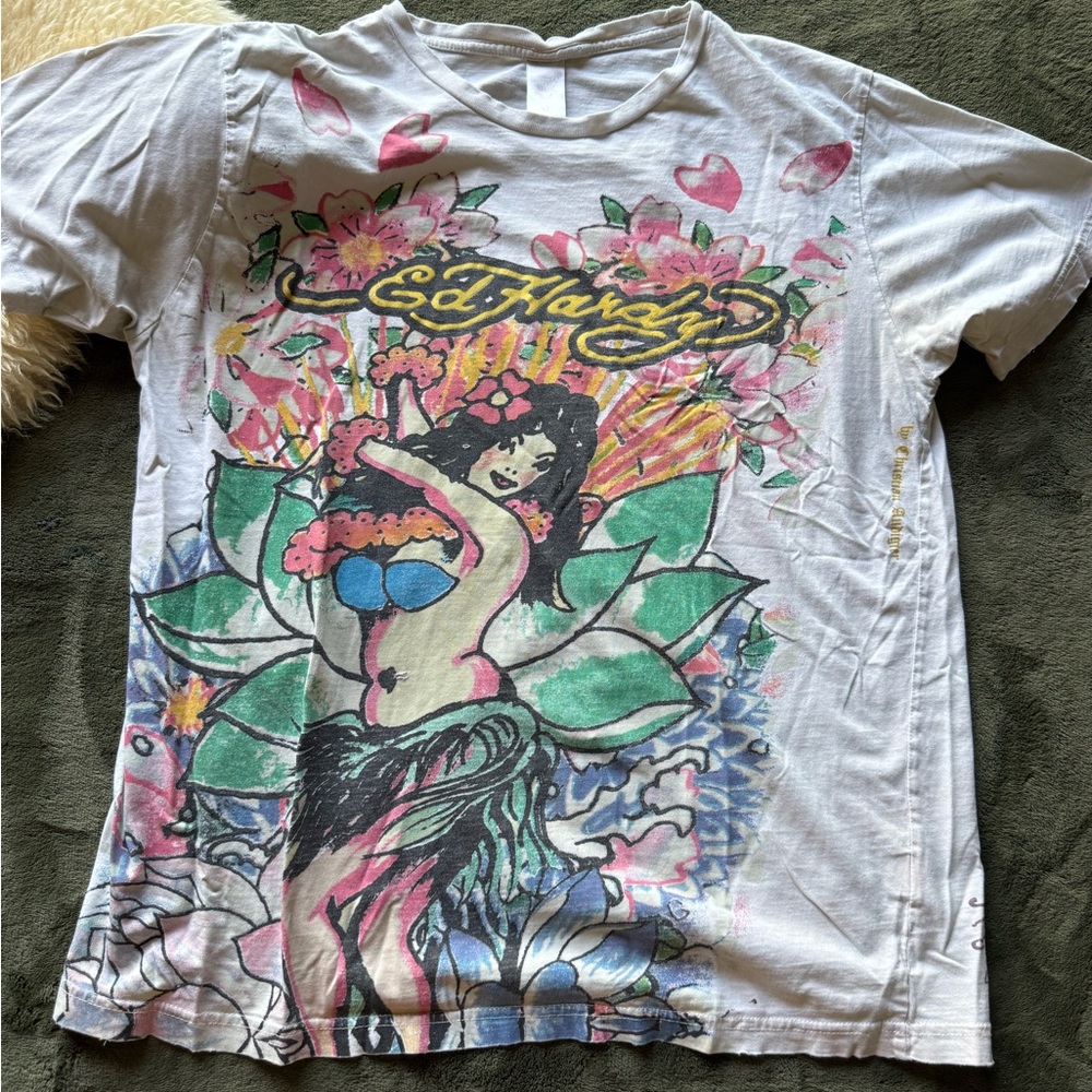 Vintage Ed Hardy white Gray T-Shirt
